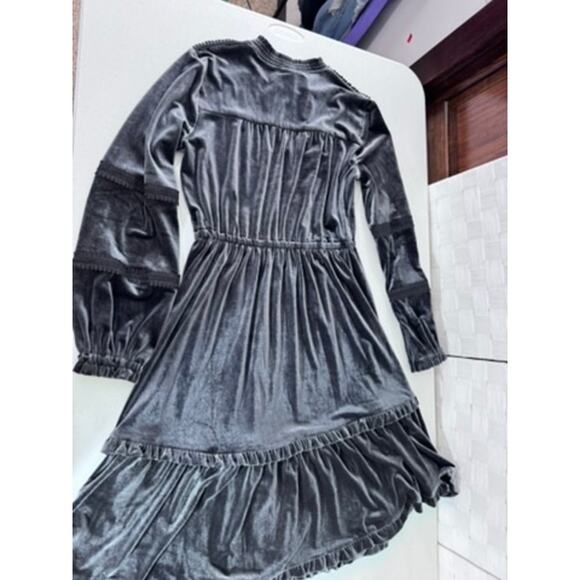"Kate & Sam" Velvet Gray Dress, Midi, SZ S, Keyhole Front, Goth, Vampire, Soft - Picture 10 of 12